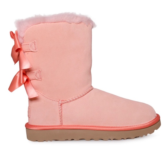 UGG Bailey Satin Bow Boots in Starfish Pink - Picture 4 of 4